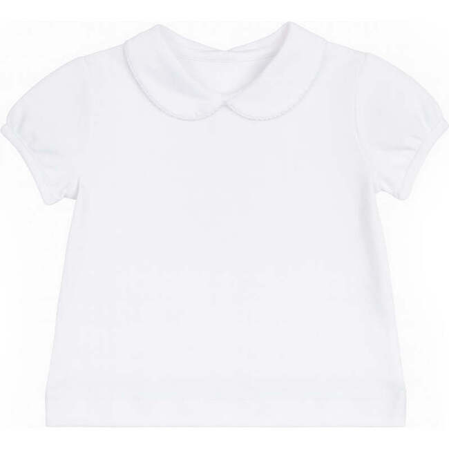 White Knit Short Sleeve Blouse