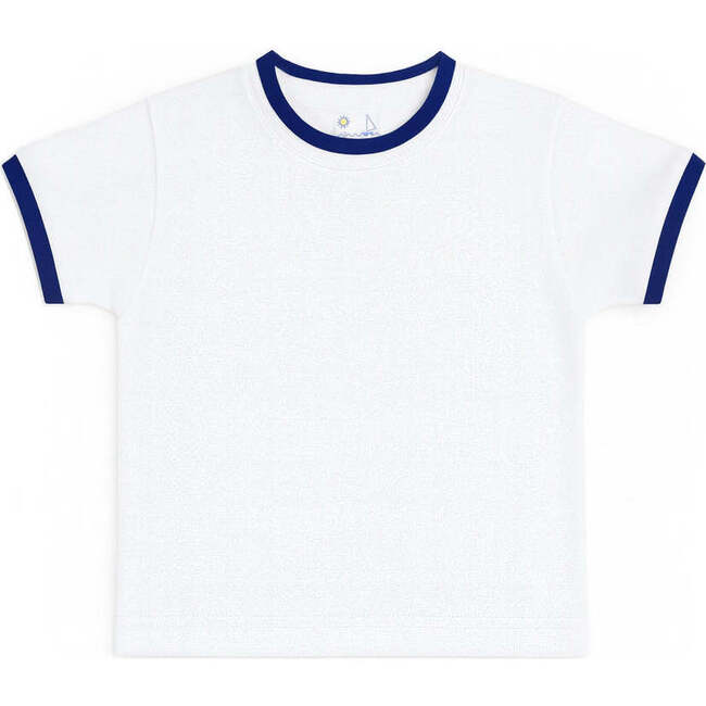White T-Shirt With Navy Tipping
