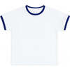 White T-Shirt With Navy Tipping - T-Shirts - 1 - thumbnail