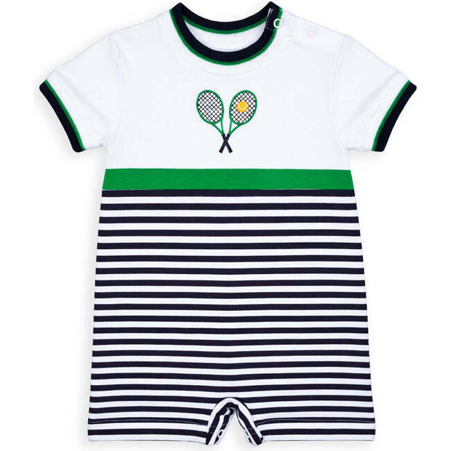 Stripe Knit Shortall with Tennis Rackets