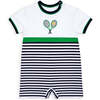 Stripe Knit Shortall with Tennis Rackets - Rompers - 1 - thumbnail