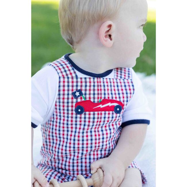 White T-Shirt With Navy Tipping