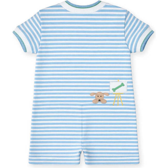Stripe Knit Shortall With Painting Dog - Rompers - 5