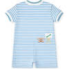 Stripe Knit Shortall With Painting Dog - Rompers - 5