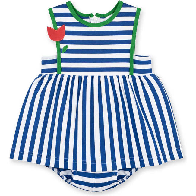 Stripe Knit Romper With Tulip