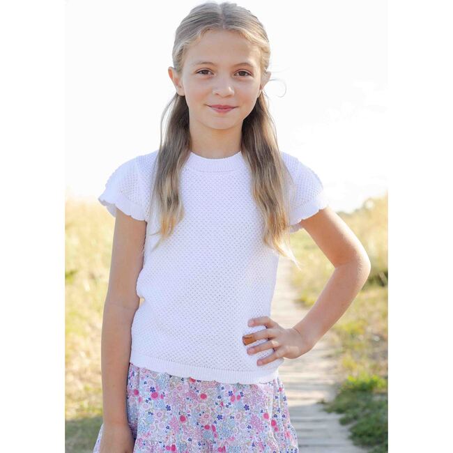 Short Sleeve Sweater with Scallop Edges