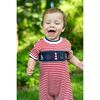 Stripe Knit Shortall With Nautical Applique - Rompers - 4