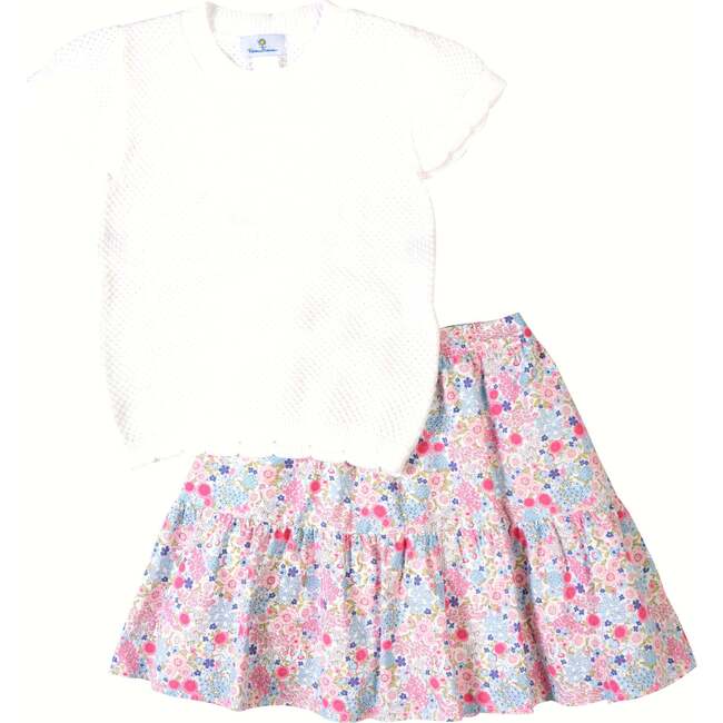 Short Sleeve Sweater with Scallop Edges - Sweaters - 3