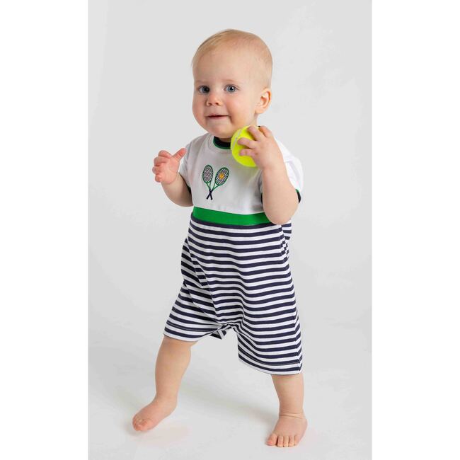 Stripe Knit Shortall with Tennis Rackets