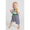 Stripe Knit Shortall with Tennis Rackets - Rompers - 2