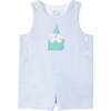 Seersucker Shortall With Present Puppy - Rompers - 1 - thumbnail
