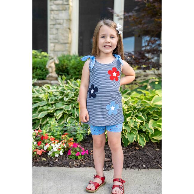 Stripe Knit Short Set With Flowers & Stars - Mixed Apparel Set - 3