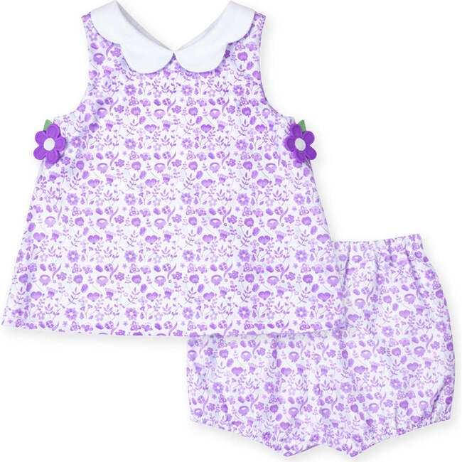 Printed Pique Dress & Bloomer with Flowers
