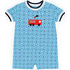 Printed Knit Shortall With Fire Truck - Rompers - 1 - thumbnail