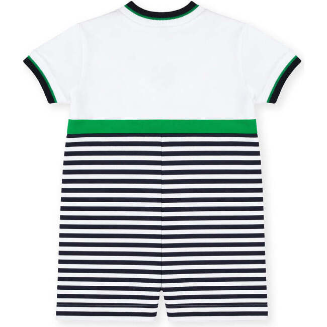 Stripe Knit Shortall with Tennis Rackets - Rompers - 4