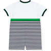 Stripe Knit Shortall with Tennis Rackets - Rompers - 4