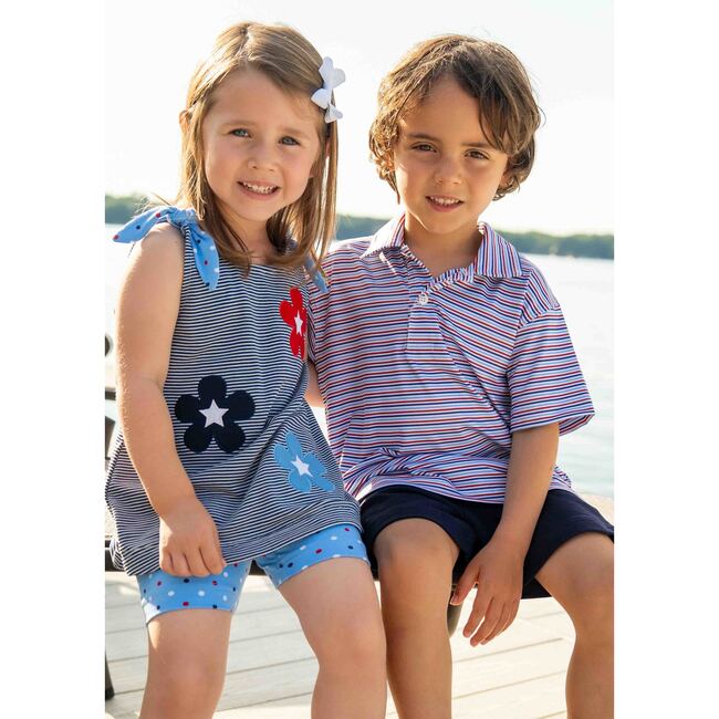 Stripe Knit Short Set With Flowers & Stars - Mixed Apparel Set - 4