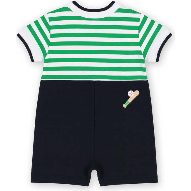Stripe Knit Shortall With Baseball Field - Rompers - 5