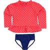 Polka Dot Rashguard Swimsuit - Two Pieces - 1 - thumbnail
