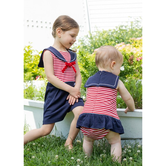 Stripe Knit Romper With Sailor Collar - Rompers - 4