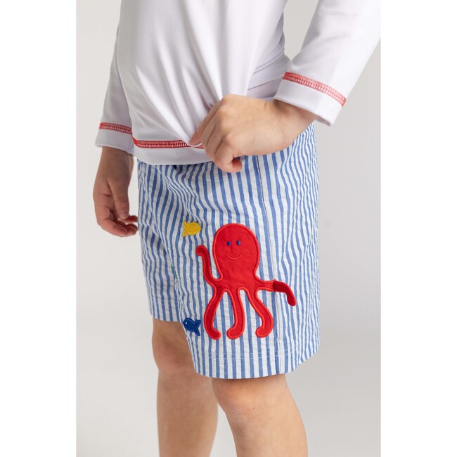 Seersucker Swim Trunk With Octopus