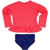 Polka Dot Rashguard Swimsuit - Two Pieces - 2