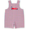 Plaid Seersucker Shortall With Derby Car - Rompers - 1 - thumbnail