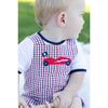 Plaid Seersucker Shortall With Derby Car - Rompers - 2
