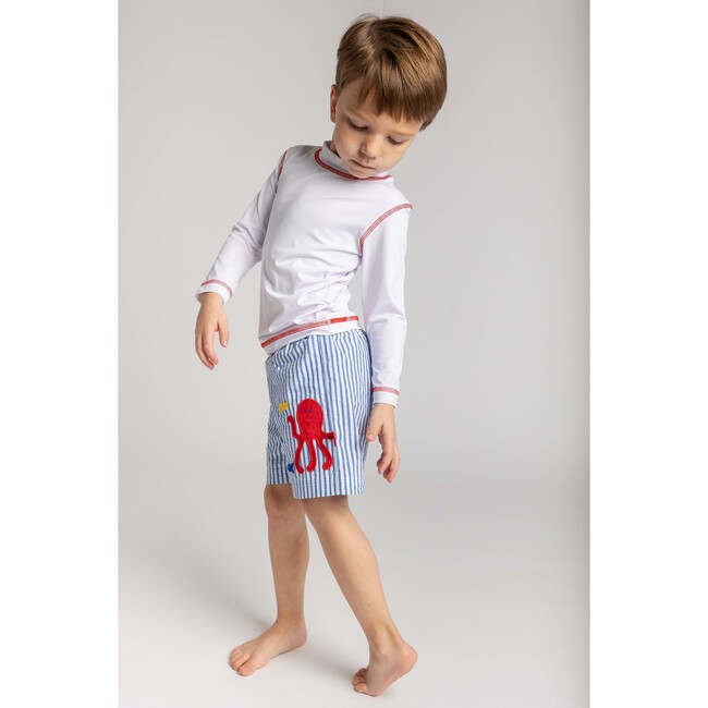 Seersucker Swim Trunk With Octopus - Swim Trunks - 3