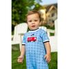 Printed Knit Shortall With Fire Truck - Rompers - 3