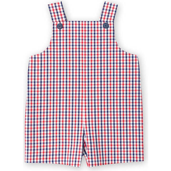 Plaid Seersucker Shortall With Derby Car - Rompers - 4