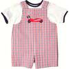 Plaid Seersucker Shortall With Derby Car - Rompers - 5