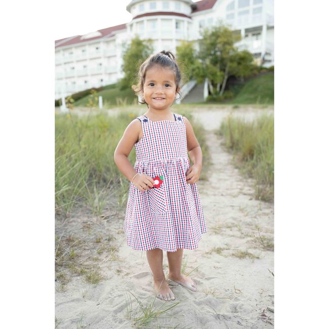 Plaid Seersucker Dress With Flowers