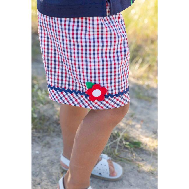 Plaid Seersucker Shorts With Ric Rac & Flowers - Shorts - 5