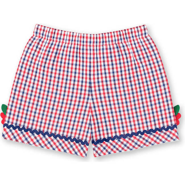 Plaid Seersucker Shorts With Ric Rac & Flowers - Shorts - 6