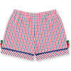 Plaid Seersucker Shorts With Ric Rac & Flowers - Shorts - 6