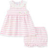 Pink Stripe Dress & Bloomer with Flowers - Dresses - 1 - thumbnail