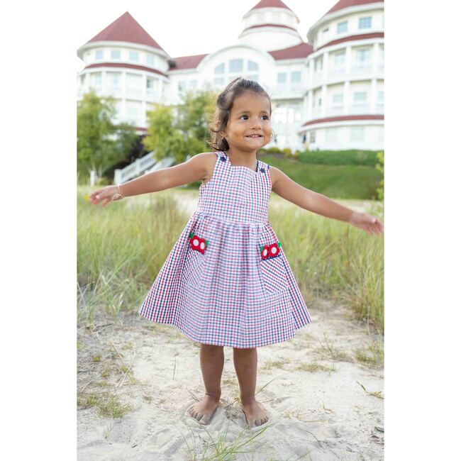 Plaid Seersucker Dress With Flowers - Dresses - 5