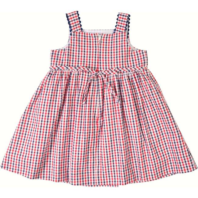 Plaid Seersucker Dress With Flowers - Dresses - 6