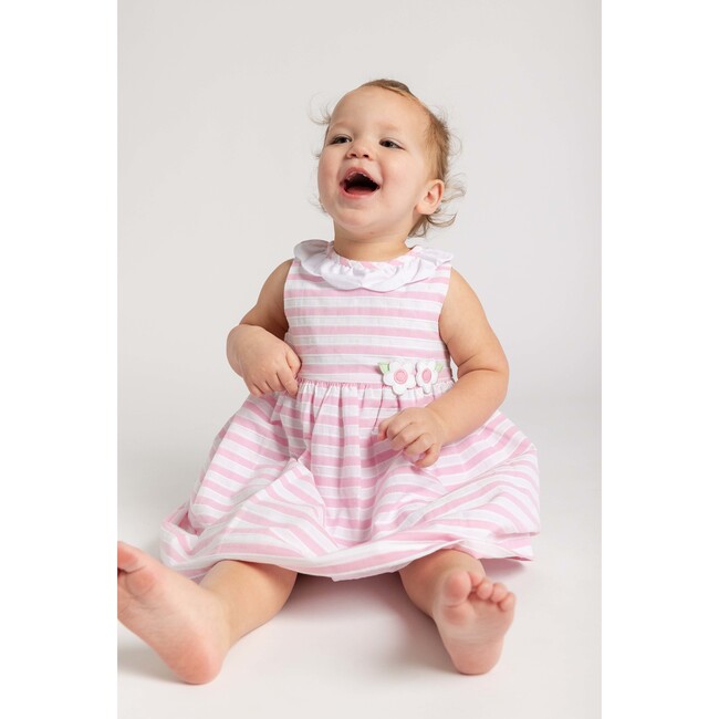 Pink Stripe Dress & Bloomer with Flowers