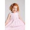 Pink Stripe Dress with Flower and Ruffle Neck - Dresses - 2