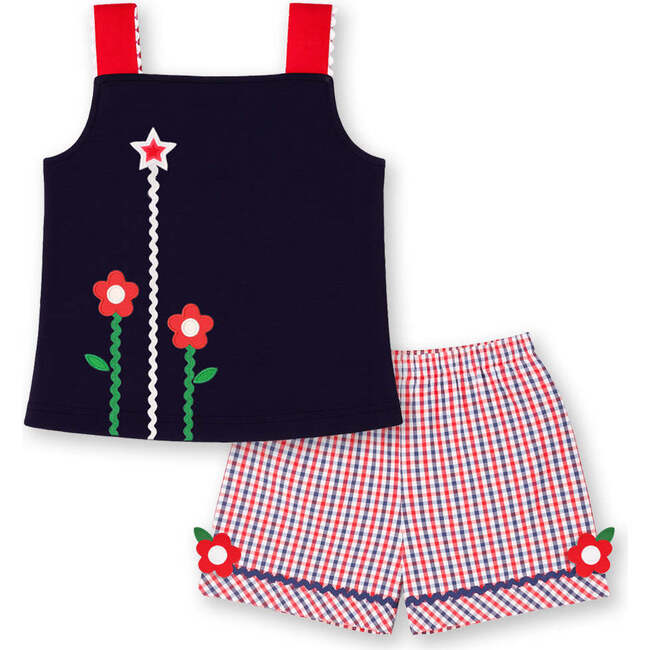 Knit Top With Ric Rac, Flowers & Star - Mixed Apparel Set - 6