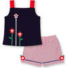 Knit Top With Ric Rac, Flowers & Star - Mixed Apparel Set - 6