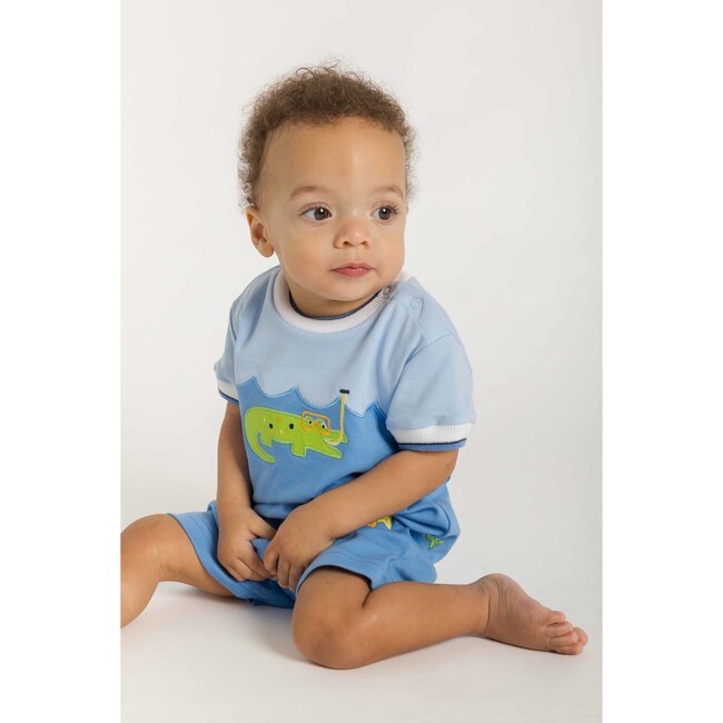 Knit Shortall With Scuba Alligator