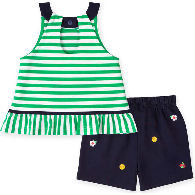 Knit Short Set With Softballs, Flowers, Ladybug - Mixed Apparel Set - 4