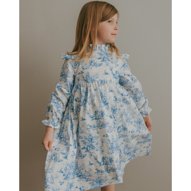 Long Sleeve Aoki Dress, Blue Toile
