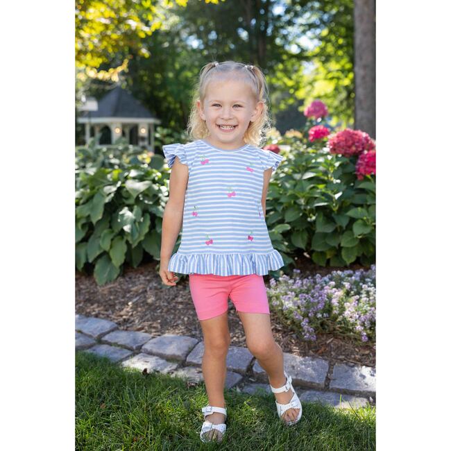 Knit Short Set With Embroidered Heart Cherries - Mixed Apparel Set - 3