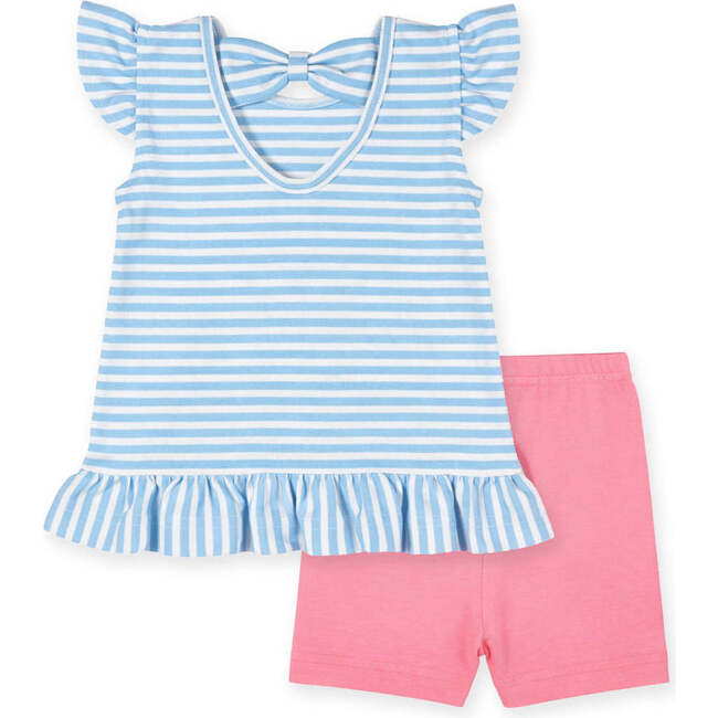 Knit Short Set With Embroidered Heart Cherries - Mixed Apparel Set - 4