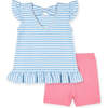 Knit Short Set With Embroidered Heart Cherries - Mixed Apparel Set - 4