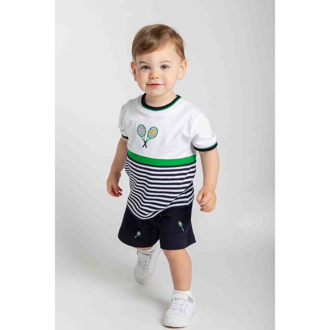 Boy Knit Short Set with Tennis Rackets - Mixed Apparel Set - 3